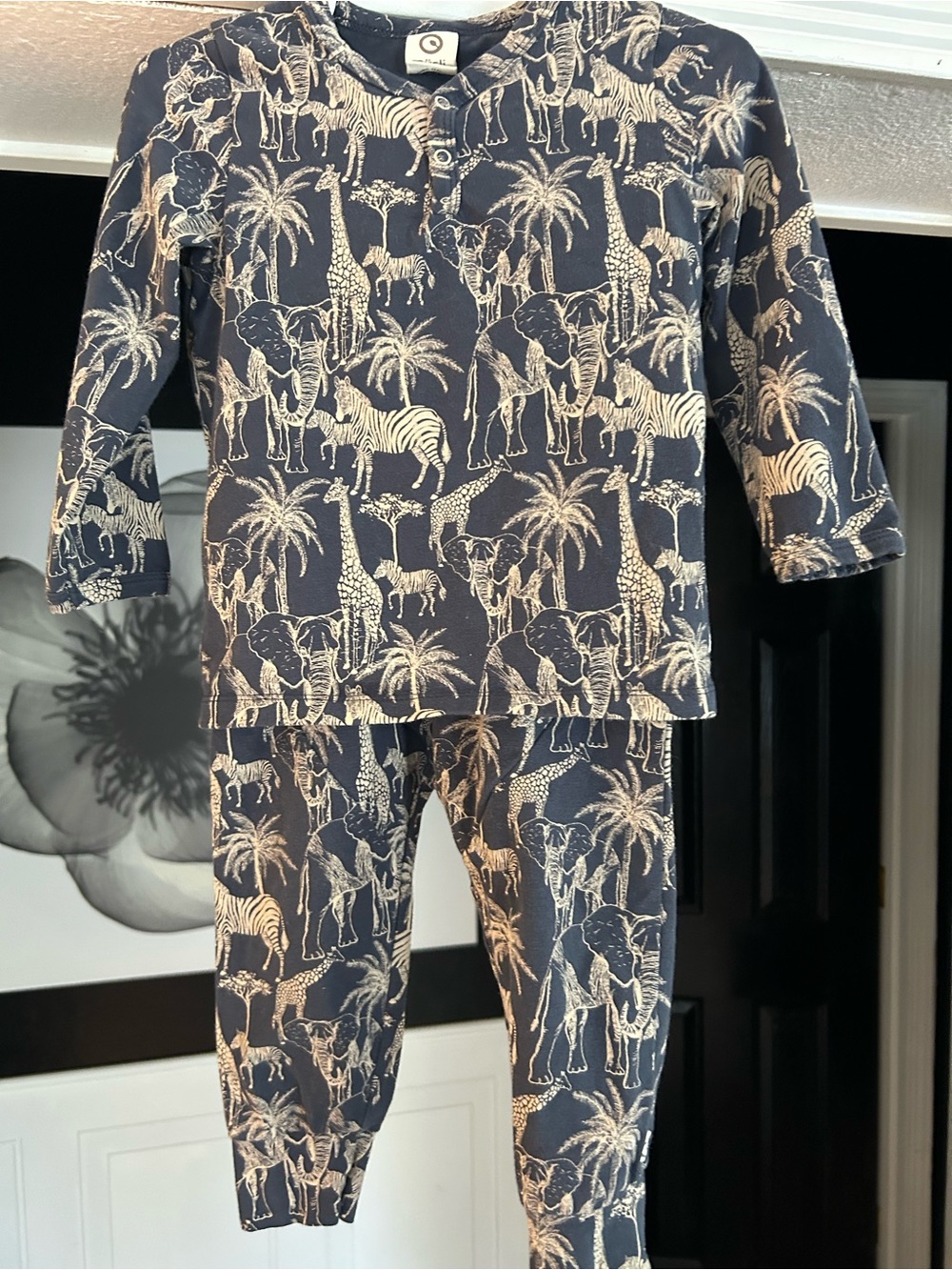 Kids Musli Navy Safari Animal Pajama Set - Matching Top & Pants
